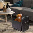 ALASDO Storage Ottoman Footrest Stool Small Ottoman with Storage Foldable Ottoman Leather Foot Rest Footstool Bench for Living Room 17x13x13inches Black by CozyNest Decor
