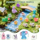 150 PCS Luminous Mini Resin Animals, Glow in The Dark Fairy Garden Decor, Mini Ducks Frogs Turtles Figurines for Aquarium, Terrarium, Slime Charms & Potted Plant Landscape Decoration by GreenHaven Gardens