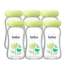 YOHKOH Breast Milk Storage Bottles - Wide Neck Glass Breastmilk Storage Bottles with Lids, BPA-Free (Green, 5.4oz (Pack of 6)) by TinyTreasures Baby Boutique