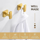 Angle Simple Towel Hooks for Bathroom, SUS 304 Stainless Steel Square Robe Coat Wall Hooks, Hand Towel Holder, Brushed Gold, 2 Pack by CozyNest Decor