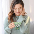 Coffee Mug Sets of 4, 12oz Bone China Porcelain Cups with Art Print Large Handle Dishwasher Microwave safe for Tea Cocoa or Hot Chocolate by CozyNest Decor