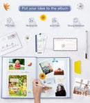 popotop Photo Album Self Adhesive with Picture Display Window,60 Pages DIY Scrapbooking Supplies Kit for 4x6 8x10 Picture,Linen Cover Memory Book for Baby Wedding, with Scraper and Metallic Pen by TinyTreasures Baby Boutique