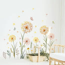 Dandelion Flower Butterfly Wall Decals Gold Dandelion Plants Floral Wall Stickers Peel and Stick Vinyl Wall Art Decor for Living Room Bedroom Office TV Sofa Backdrop Home Decor Gifts for Mom by CozyNest Decor