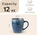GBHOME Ceramic Coffee Mugs Set of 4, 12oz Stoneware Coffee Mugs Set For Dad Mom Women MEN, Light Weight Ceramic Coffee Cups for Latte/Tea/Beer/Hot Cocoa, Dishwasher & Microwave Safe by CozyNest Decor