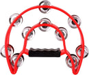 EastRock Double Row Tambourine,Metal Jingles Hand Held Percussion-Half Moon Tambourine for Kids, Adults, KTV, Party (Red) by TinyTreasures Baby Boutique