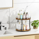 12.4" Lazy Susan Organizer 2 Tier - Rotating Spice Rack, Wooden Spinning Spice Holder for Inside Cabinet, Pantry, Kitchen, Countertop, Bathroom and Vanity, Versatile Storage by CozyNest Decor