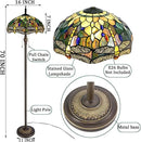 Tiffany Floor Lamp Stained Glass Lamp Standing Reading Light 16x16x70 Inch for Living Room (Amber Yellow Dragonfly) by CozyNest Decor