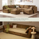 mopio Oversized Modular Sectional Sofa with Fully Removable Covers and Storage, Convertible U, L-Shaped and Sleeper Sectional, Modern Couches with Ottoman Chaise (Hazelnut Velvet, 8 Seats, Sleeper) by CozyNest Decor
