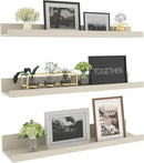 Giftgarden 24 Inch Floating Shelves for Wall, Creamy White Beige Wood-Grain Wooden Shelf Ledge for Bathroom Kitchen Living Room Nursery Bedroom Picture, Set of 3 Different Sizes by CozyNest Decor