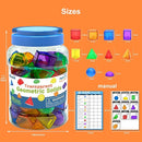 3D Geometric Solids 60 Pcs for Kids Translucent Geometric Shapes for Geometry Beginnings,Light Table Manipulatives Toy Math Helper School Supplies by TinyTreasures Baby Boutique