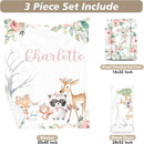 Custom Name Crib Bedding Set - Sika Deer & Fox Pattern, Personalized Nursery Bedding 3-Piece Set– Soft Blanket, Fitted Sheet, Changing Pad Cover – for Newborns Girls Nursery Gifts by TinyTreasures Baby Boutique