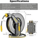 Double Arm Air Hose Reel 50 ft Retractable, 1/2 in Hybrid Hose Heavy Duty Steel Professional Air Compressor Hose Reel with 5 ft Lead in Max 300PSI Auto Rewind Quick Coupler Swivel Fitting by GreenHaven Gardens