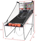 Foldable Double Electronic Basketball Game with 4 Balls Indoor-Gray