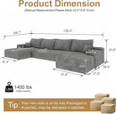 136" Sectional Couches for Living Room Modern Modular Sofa with L-Shape Couchs Upholstered Boneless Couch Deep Seat Sectional Couch with Chaise (Grey, Left Facing Chaise+3Seaters+Ottoman) by CozyNest Decor