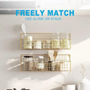 Spice Rack, 4-Pack Seasoning Organizer Wall Mounted for Kitchen Storage Organization, Metal Spice Holder Shelf for Cabinet, Pantry, Gold by CozyNest Decor