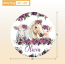 Custom Baby Crib Bedding Set, 5 Pcs Personalized Name Baby Crib Sets for Infant Toddler, Floral Horse Nursery Bedding Set for Baby Girls, Double Layer Baby Bedding Sets, Gifts for New Parents by TinyTreasures Baby Boutique
