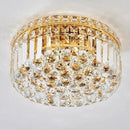 4-Light Gold Crystal Chandeliers Flush Mount Chandelier Light Fixture with K9 Crystals Modern Ceiling Lights Elegant Round Lamp for Bedroom,Hallway,Bar,Living Room,Dining Room,H5.9 xW13.7 by CozyNest Decor