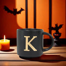 COLLECTIVE HOME - Monogram Ceramic Mugs, 15 oz Golden Initial Black Coffee Cups, Elegant Alphabet Tea Mugs, Elegant Personalized Mug with Gift Box, Unique Mug with Double Side Capital Lette (K) by CozyNest Decor