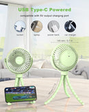 Stroller Fan Clip on for Baby, 4000mAh Rechargeable Battery Operated, Flexible Tripod, 3 Wind Speed, 360° Rotatable, Small Portable Fan for Car Seat Crib Golf Cart Beach Travel, Green by TinyTreasures Baby Boutique