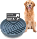 The Slowdown Bowl Silicone Slow Feeder for Dogs & Puppies, Slow Eating, Modern Lick Mat Design, Reduces Gulping, Fits 2.5 Cups 9.5” Across x 1.5” Tall, Mealtime Challenge, Large-Ocean by CozyNest Decor