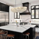Rectangular Crystal Chandeliers for Dining Room,10 Lights Adjustable Height Oval Crystal Ceiling Light Fixture for Kitchen Island, Chrome Finish, L36'' by CozyNest Decor