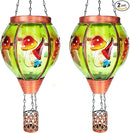 2 Pack Solar Hot Air Balloon Lantern with Flame，Mushroom Gnome Glass Solar Hanging Lanterns Outdoor for Outside Garden Patio Tree Porch Yard, Mushroom Gifts for Women Grandma Mom - Mushroom by GreenHaven Gardens