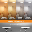 Upgraded 2-in-1 Torchiere Floor Lamp, Dimmable Standing Lamp with Remote&Touch Control, 34W Brightness Adjustable Floor Reading Light, Black Modern Corner Lamp for Living Room Bedroom Office by CozyNest Decor