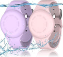 R-fun Waterproof for Air Tag Bracelets [2 Pack] Compatible with Apple Air Tag Finders with Soft Silicone,Anti Lost GPS Item Finders Case Cover,Pink/Light Purple by TinyTreasures Baby Boutique