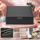 2-layer jewelry box，Jewelry Organizer with Handle，with hanging necklace hooks, detachable jewelry trays, suitable for storing a large amount of jewelry gift box (Large-Black) by TinyTreasures Baby Boutique