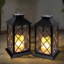 Homemory Solar Lanterns Outdoor Waterproof Hanging with Flickering Flameless Candles, 2 Pack 13'' Garden Outdoor Lantern Decorative for Patio Front Porch Backyard Balcony Cabin Outside Table(Black) by CozyNest Decor