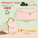 Zubebe 2 Sets Coffee Mug Elegant Handbag Shaped Cup Modern Ceramic Purse Mug with Spoon and Saucer, 10oz Cute Creative Tea Cup for Office Home Woman Girls Gift (Pink,Black) by CozyNest Decor