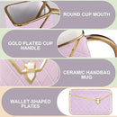 Zubebe 1 Set Coffee Mug Elegant Handbag Shaped Cup Modern Ceramic Purse Mug with Spoon and Saucer, 10oz Cute Creative Tea Cup for Office Home Woman Girls Gift (Purple) by CozyNest Decor