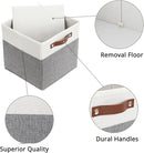 HNZIGE Set of 4, Foldable Storage Cube Bin Baskets, Fabric 11x11 Cube Storage Bins for Storage with Handles, Shelf Bins for Cube Home Toy Nursery Closet(White Gray) by TinyTreasures Baby Boutique
