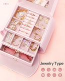 Homde Girls Jewelry Box Jewelry Storage Case Organizer with Mirror for Rings, Earrings, Bracelets, Necklaces (Light Pink + Gold) by TinyTreasures Baby Boutique