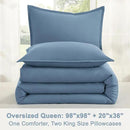 Litanika Comforters Grayish Blue Oversized Queen Size, 3 Pieces Lightweight Solid Bedding Comforter Set, All Season Fluffy Bed Set (98x98In Comforter & 2 Pillowcases) by CozyNest Decor
