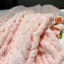 Chunky Knit Blanket Throw 40"×40", Chenille Throw Blankets, Handmade Warm & Cozy Blanket Couch Bed Home Decor, Soft Breathable Fleece Banket, Christmas for Couch Bed Sofa Best Gift (Pink) by CozyNest Decor