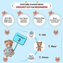 LoopMap Crochet Kit for Beginners - DIY Amigurumi Bear with Removable Dress & Accessories - Step-by-Step Video Tutorials, Extra Yarn, Crochet Tools, Handmade Gift for Kids & Adults (Bear K02, Blue) by TinyTreasures Baby Boutique