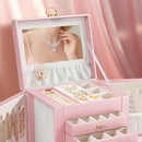 5-Layer Jewelry Box with 4 Drawers, Huge Portable Jewelry Organizer with Lock and Mirror for Women, for Necklace Ring Earring Bracelet Storage, Lockable Jewelry Case, Pink by TinyTreasures Baby Boutique