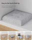 15 Inches Small Folding Storage Ottoman Cube, Storage Footrest, Foot Rest Stool, for Living Room, Bedroom, Dorm, Hallway, Entryway, Light Gray by CozyNest Decor