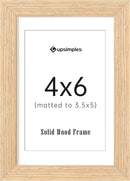 upsimples 4x6 Picture Frame, Natural Solid Wooden Picture Frames, Display 3.5x5 with Mat or 4 x 6 Without Mat, Wall or Tabletop, 1 Pack, Natural by CozyNest Decor