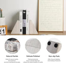 Marble Book Ends for Heavy Books, Decorative Bookends for Shelves, Durable and Heavy-Duty Bookends for Hardback Book & CDS, Off-White Unique Books Stopper & Holder, Set of 2 by CozyNest Decor