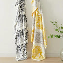 CASAAGUSTO Boho Throw Blanket - Yellow and Gray Damask Decorative Blankets with Tassel, Printed Flannel Bohemian Blanket for Chair, Bed, Sofa, Couch(50 * 60, Yellow and Gray Damask) by CozyNest Decor