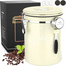 35OZ Coffee Canister for ground coffee with Date Tracker,beige 304 Stainless Steel Kitchen Food Airtight storage container for Coffee Beans or Grounds, Tea, Sugar by CozyNest Decor