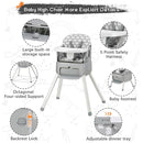 4 in 1 Portable Baby High Chair,Convertible Highchair for Babies & Toddlers-Foldable Infant Booster Seat,Carry Small Box,Dining Chair,Toddler High Chair with 5-Point Harness,Removable Tray-Grey by TinyTreasures Baby Boutique