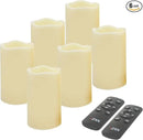 iZAN Set of 6 Outdoor Flameless Battery Operated LED Pillar Candles with Remote Timer Waterproof Flickering Electric Decorative Lights for Christmas Home Wedding Party Festival Decorations 3" x5” by GreenHaven Gardens