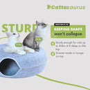 Cattasaurus Peekaboo Cat Cave, Extra Spacious for Multiple & Large Cats 12+ lbs, Scratch Detachable Beds for Indoor Cats, Washable Tunnel Bed, Comfy Cat Donut Tunnel (Light Gray+Light Gray, Jumbo) by CozyNest Decor