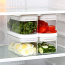 Felli Flip Tite Food Storage Container with Lid 4” RECTANGLE Airtight Ring Flip Lock Top, Stackable Acrylic Canister Set for Kitchen Fridge Pantry Organizer, Veggie Fruit Tea Bag Snack (1.1 qt) by TinyTreasures Baby Boutique