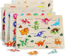 GRINNNIE Wooden Peg Puzzle for Toddlers, 6 Pack Toddler Puzzles Set for 3 4 5 Years Old (Alphabet Number Shape Animal Dinosaur Vehicle), Preschool Education Learning Puzzle Toys for Girls and Boys by TinyTreasures Baby Boutique