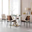 BV Dining Chairs Set of 4, PU Leather Armless Kitchen Chair in Modern Walnut Style, Mid Century Bentwood Side Chair with Metal Legs, Retro Accent Guest Chair for Kitchen Dining Room(Beige) by CozyNest Decor