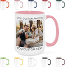Custom Mug Upload Your Picture Personalized Coffee Mug with Photo Text Name Customized Cup Unique Ideas Gifts for Men Women Mom Dad Girlfriend Boyfriend Friend Family (Pink, 15oz) by TinyTreasures Baby Boutique